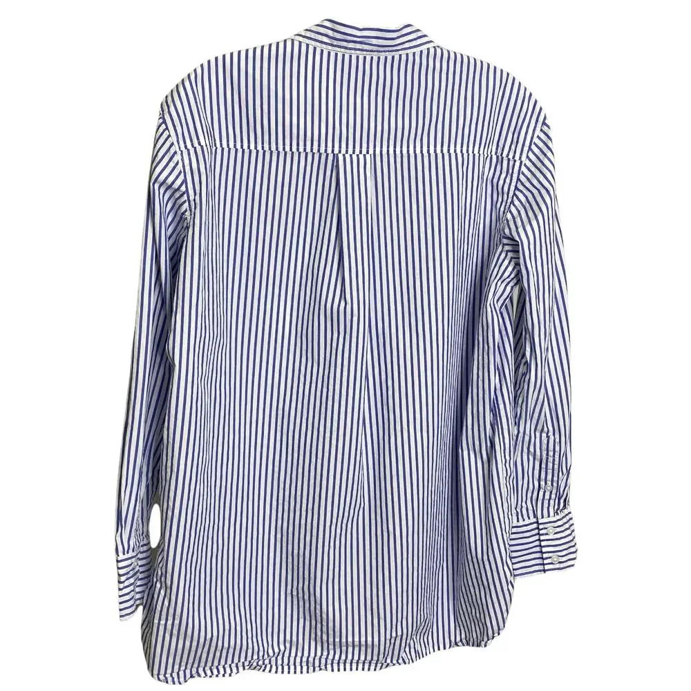 H&M Women's XS Shirt Blouse Blue & White‎ Striped Button Down 100% Cotton